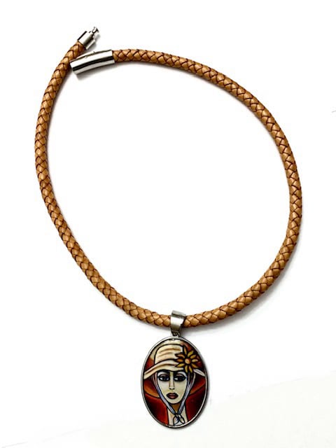 Leather Necklace with Stainless Steel Pendant LNST 4431