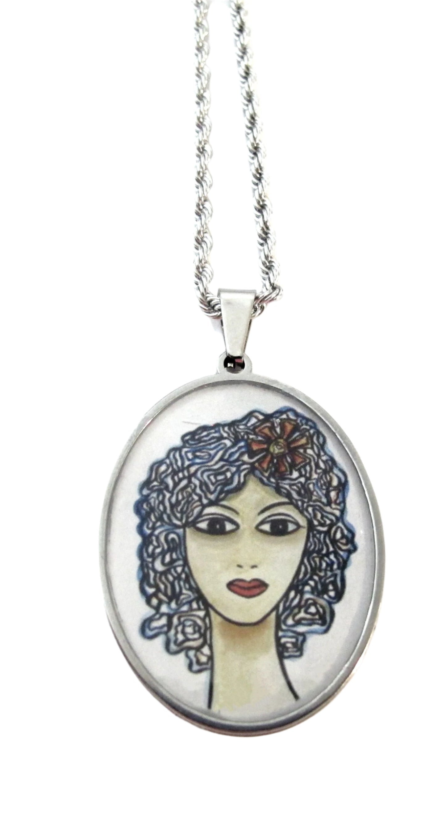 Pendant - SSP1000 - Stainless Steel Chain, 18", Stainless Steel Pendant 30mm X 40mm