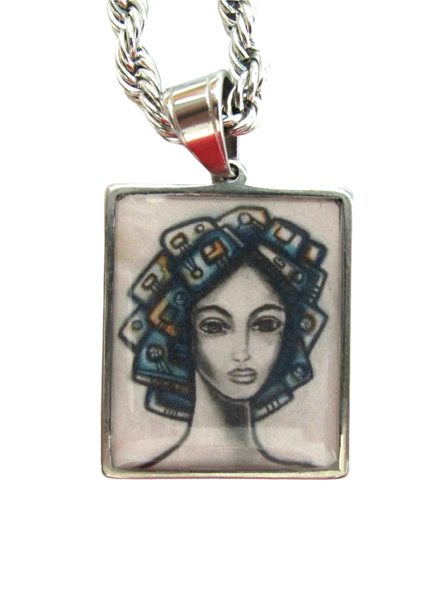 Pendant - SSP1009 - Stainless Steel Chain, 18", Stainless Steel Pendant 25mm X 30mm