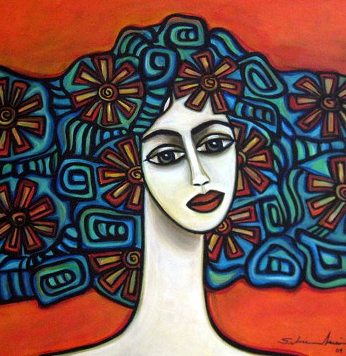 Flowers in Her Hair 20" X 20"