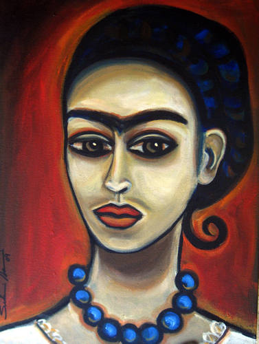 Frida with Blue Necklace - SOLD