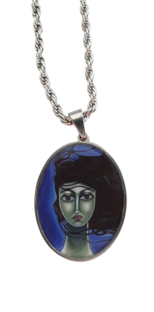 Pendant - SSP1002 - Stainless Steel Chain, 18", Stainless Steel Pendant 30mm X 40mm